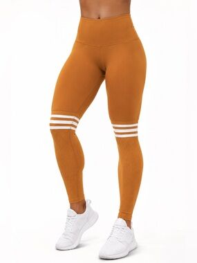 Bombshell Sportswear Thigh High Leggings In Bronze Women Size Small Bodybuilding